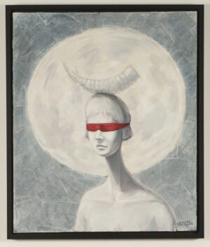 Woman in Red Blindfold